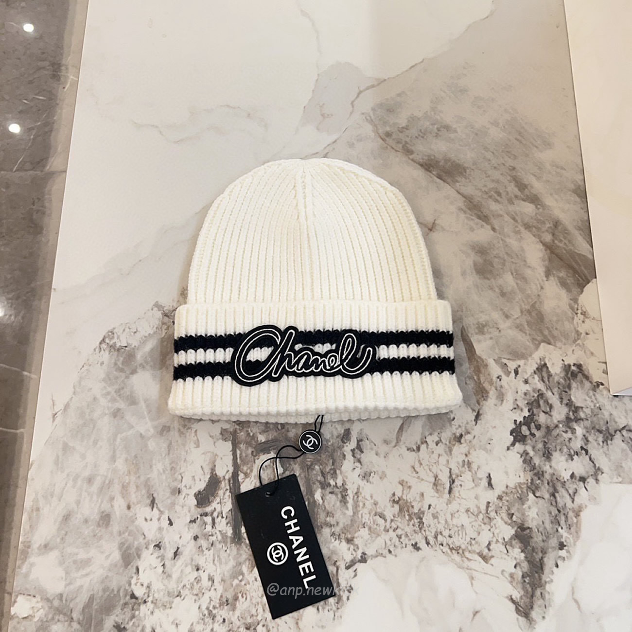 Chanel Knitted Cold Hat White Black Gray Brown (5) - newkick.org